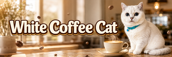 White Coffee Cat banner